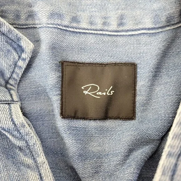 Rails Embroidered Denim Button-Up Shirt Jacket With Aztec Design Women's Extra S - Picture 3 of 7